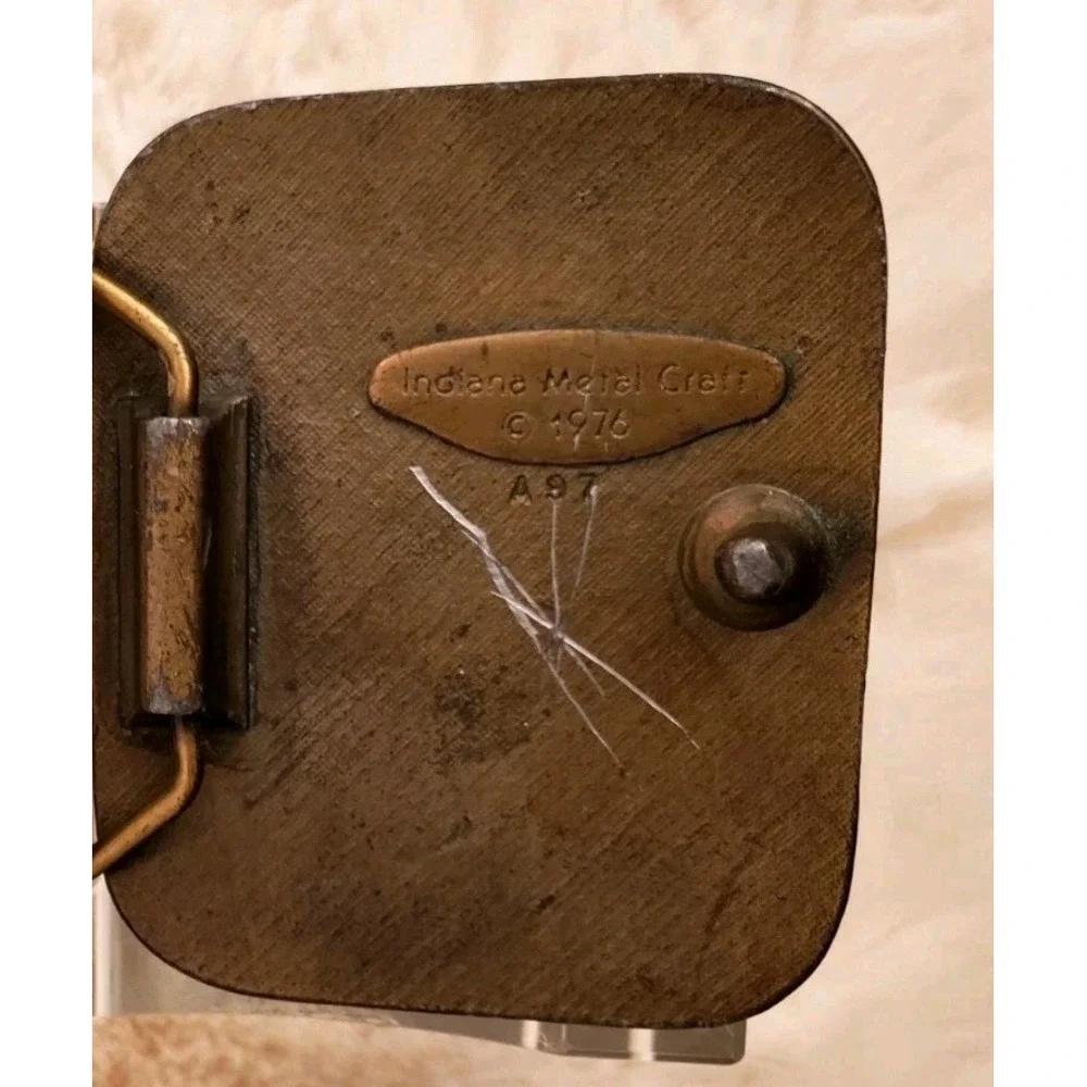Vintage Brass Indiana Metal Craft‎ Bass Fish Belt Buckle 2 1/4